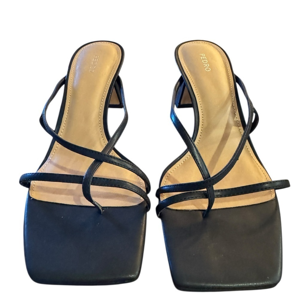 NWOT Pedro Black Strappy Women's Heels - Picture 8 of 11
